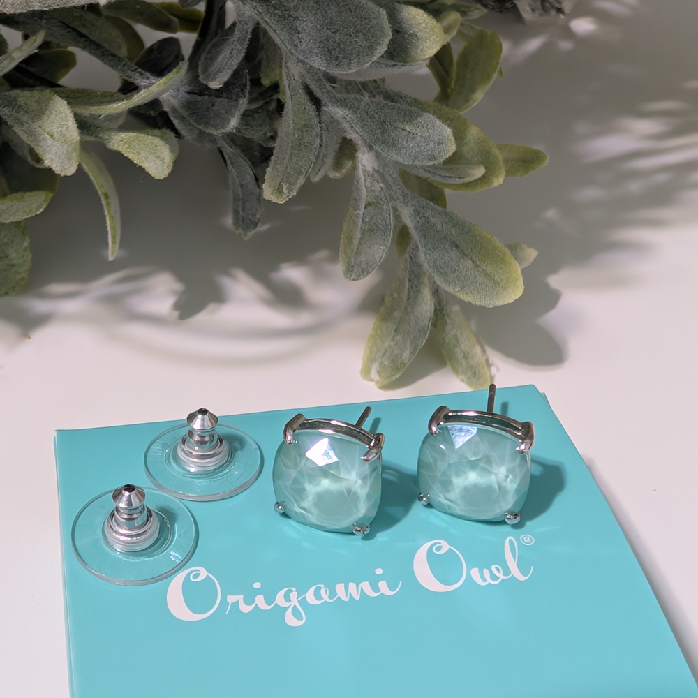 Origami Owl Silver and Blue Earrings